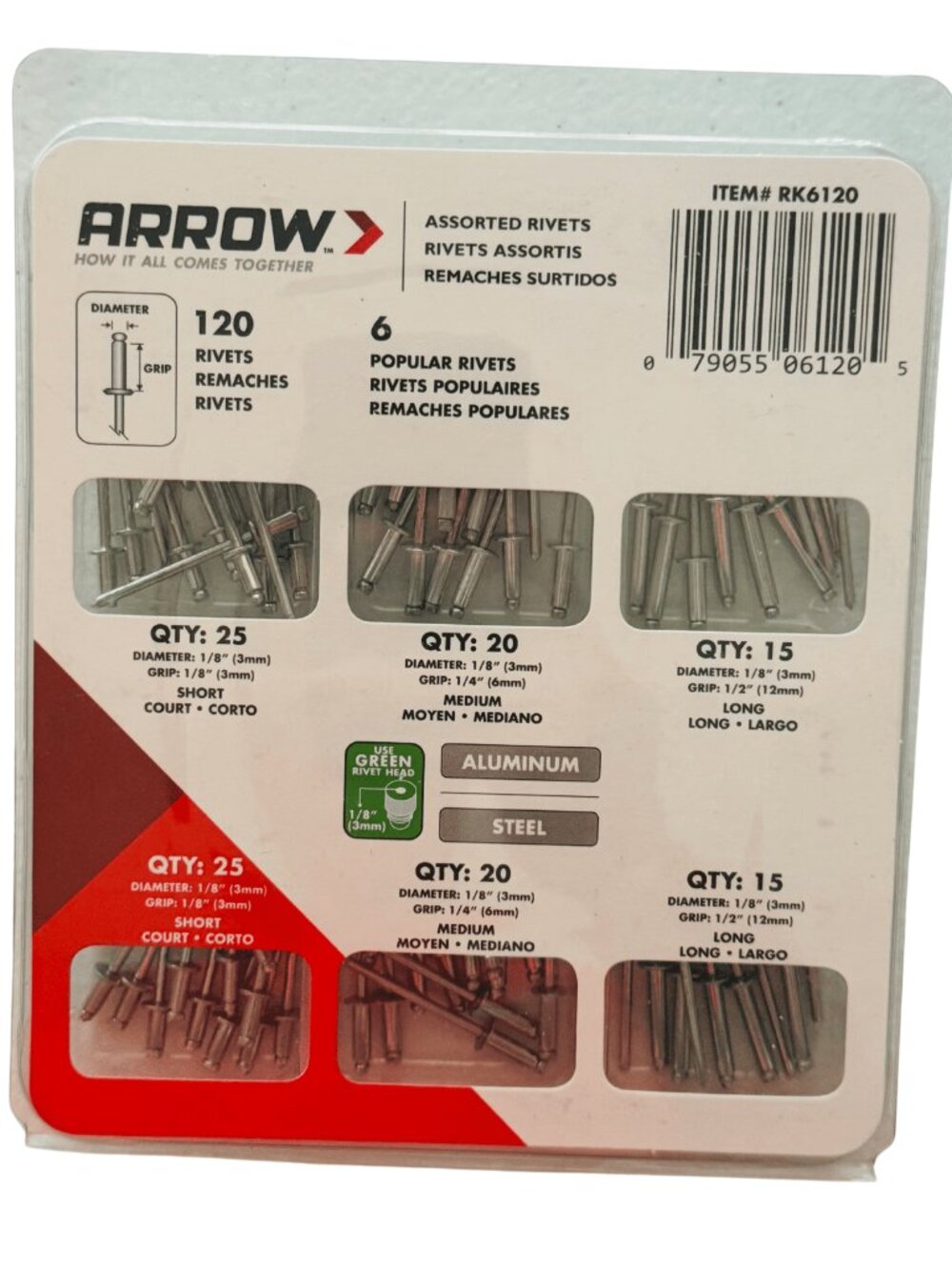 Arrow RT187SHK One-Hand Swivel Riveter Kit w/ RK6120 Assorted Rivets Bundle - Picture 7 of 8